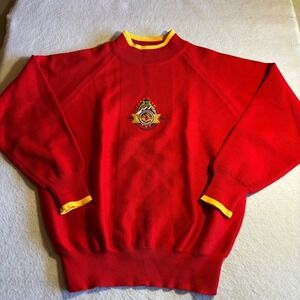 Bogner Mens Red Yellow Trim Embroidered Logo Sweater Pullover Knit Size M